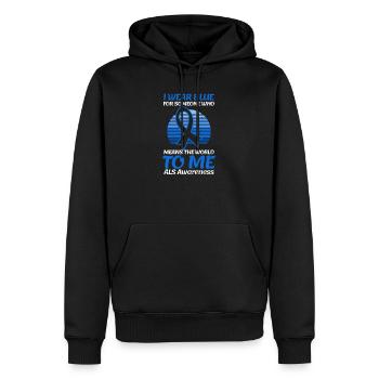 Als Awarenesss Wear Blue Someone World For Me - Männer Premium Bio Hoodie - Schwarz - Vorne - Nico (187cm)