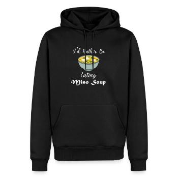 Lustiger Spruch „Miso-Suppe essen“ - Männer Premium Bio Hoodie - Schwarz - Vorne - Nico (187cm)