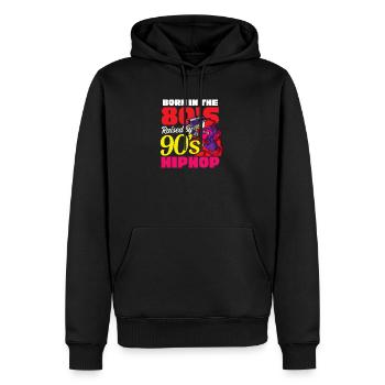 Ich liebe die 90er Jahre Born In 80s Raised By 90s Hip Hop - Männer Premium Bio Hoodie - Schwarz - Vorne - Nico (187cm)