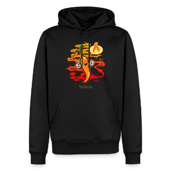 Chili Kawaii Comic Chili Pepper - Sweat à capuche Premium bio Homme - noir - Devant - Nico (187cm)