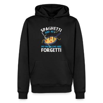 Pasta Ironic Saying Spaghetti Make Problems - Men’s Premium Organic Hoodie - black - Front - Nico (187cm)