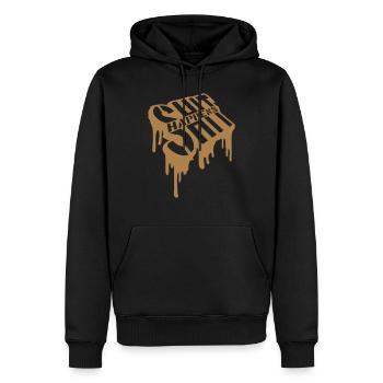Graffiti Shit happens Witz - Männer Premium Bio Hoodie - Schwarz - Vorne - Nico (187cm)