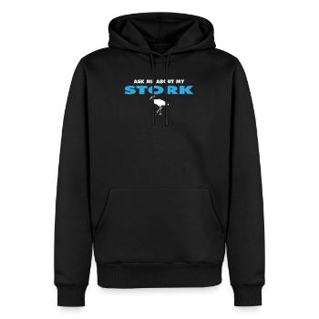 ask me about my stork - Männer Premium Bio Hoodie - Schwarz - Vorne - Nico (187cm)