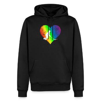 Palakowaty Pride Rainbow Heart - Männer Premium Bio Hoodie - Schwarz - Vorne - Nico (187cm)