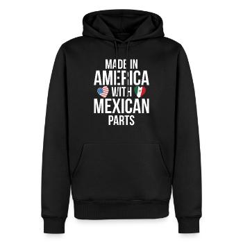 MADE IN AMERICA MIT MEXIKANISCHEN TEILEN - Männer Premium Bio Hoodie - Schwarz - Vorne - Nico (187cm)