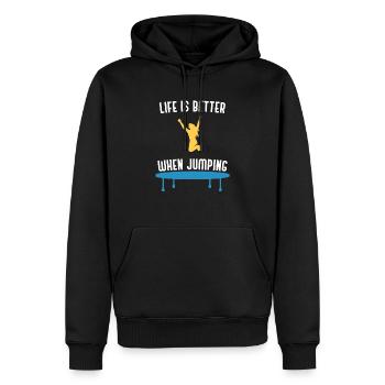 Leben mit Springen und Springen, Trampolin, - Männer Premium Bio Hoodie - Schwarz - Vorne - Nico (187cm)