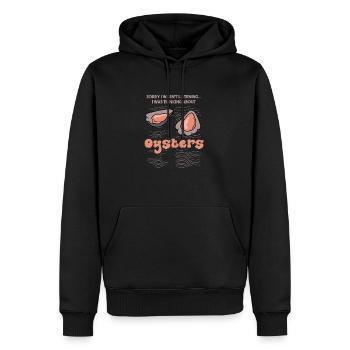 Penser aux huîtres, fruits de mer, nourriture - Sweat à capuche Premium bio Homme - noir - Devant - Nico (187cm)