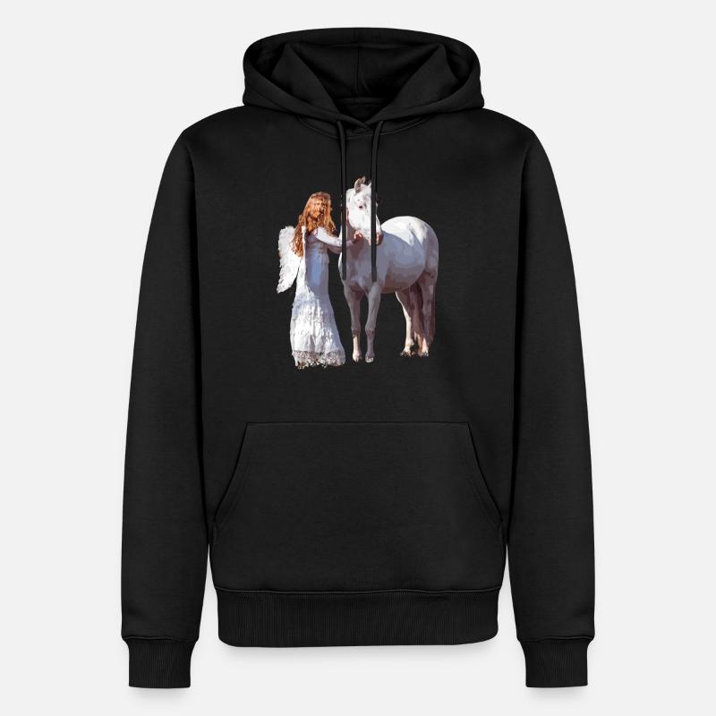 Cheval heureux avec ange - Sweat à capuche Premium bio Homme - noir