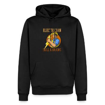 Compétences et cerveaux d'électricien Ingénieur - Sweat à capuche Premium bio Homme - noir - Devant - Nico (187cm)