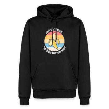 Lustiger Spruch mit exotischen Früchten - Männer Premium Bio Hoodie - Schwarz - Vorne - Nico (187cm)