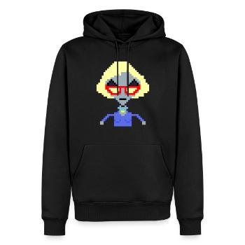 Pixel Alien "Carla Reporter" - Men’s Premium Organic Hoodie - black - Front - Nico (187cm)