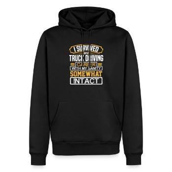 Truck Driver Gift I Survived My Truck Driving - Men’s Premium Organic Hoodie - black - Front - Nico (187cm)