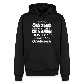 je vais être grande sœur / future grande soeur - Sweat à capuche Premium bio Homme - noir - Devant - Nico (187cm)