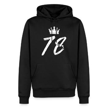 78 Number crown - Men’s Premium Organic Hoodie - black - Front - Nico (187cm)