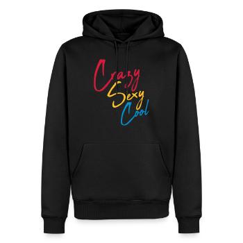 crazy sexy cool Design - Männer Premium Bio Hoodie - Schwarz - Vorne - Nico (187cm)