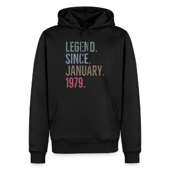 Legend Since January 1979 - Men’s Premium Organic Hoodie - black - Front - Nico (187cm)