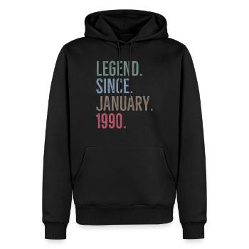Legend Since January 1990 - Men’s Premium Organic Hoodie - black - Front - Nico (187cm)