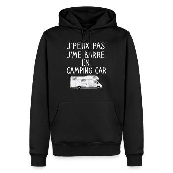 Je peux pas je me barre en camping car - Sweat à capuche Premium bio Homme - noir - Devant - Nico (187cm)