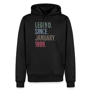 Légende depuis janvier 1999 - Sweat à capuche Premium bio Homme - noir - Devant - Nico (187cm)