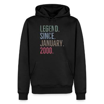 Légende depuis janvier 2000 - Sweat à capuche Premium bio Homme - noir - Devant - Nico (187cm)