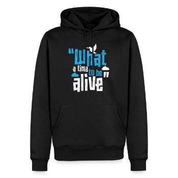 t shirt 01 - Men’s Premium Organic Hoodie - black - Front - Nico (187cm)