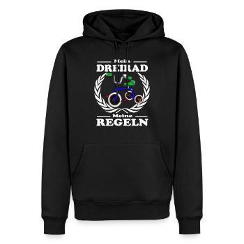 Mein Dreirad und meine Regeln. Kind mit Regeln - Männer Premium Bio Hoodie - Schwarz - Vorne - Nico (187cm)