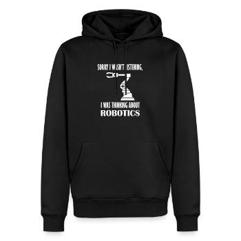 Über Robotik nachdenken Lustiger Roboteringenieur - Männer Premium Bio Hoodie - Schwarz - Vorne - Nico (187cm)