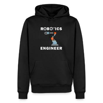 Un dicton ironique : ingénieur en robotique, - Sweat à capuche Premium bio Homme - noir - Devant - Nico (187cm)