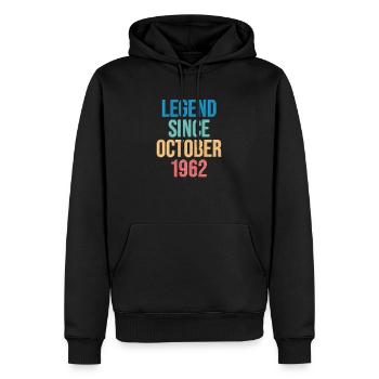 Octobre 1962 - Cadeau du 60e anniversaire. Légende. - Sweat à capuche Premium bio Homme - noir - Devant - Nico (187cm)