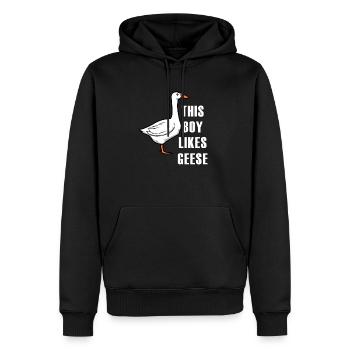 Un garçon aime les jolies oies, la vie sauvage, - Sweat à capuche Premium bio Homme - noir - Devant - Nico (187cm)