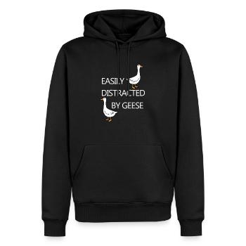 Distracted by Geese Cute Goose Funny Quote - Men’s Premium Organic Hoodie - black - Front - Nico (187cm)