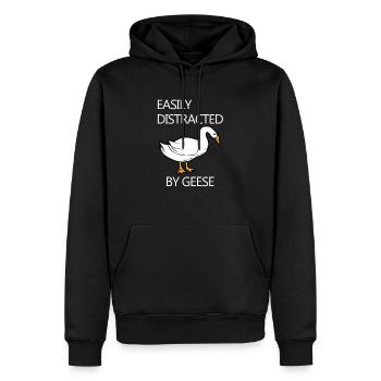 Distrait par les oies Ironic Goose Cute Birds - Sweat à capuche Premium bio Homme - noir - Devant - Nico (187cm)
