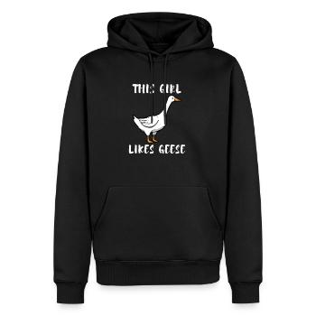 Mädchen mag Gänse, Wald, Tier, Natur, Gans - Männer Premium Bio Hoodie - Schwarz - Vorne - Nico (187cm)