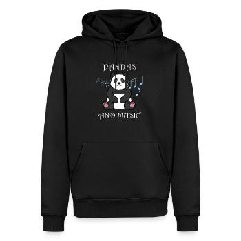 Lustiger Panda und Musiknoten Musiker Eucalyptus - Männer Premium Bio Hoodie - Schwarz - Vorne - Nico (187cm)