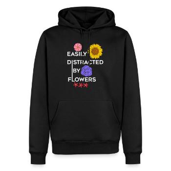 Distrait par Flower Funny Florist Professional - Sweat à capuche Premium bio Homme - noir - Devant - Nico (187cm)