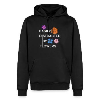 Von Blumen abgelenkt, ironisches Zitat von Hobby - Männer Premium Bio Hoodie - Schwarz - Vorne - Nico (187cm)