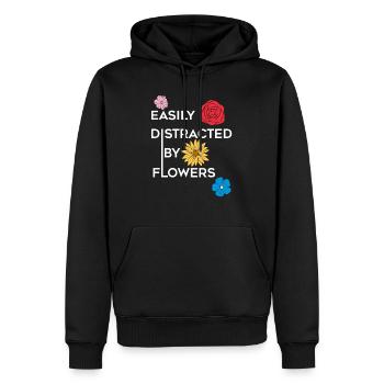 Distrait par les fleurs | Nature Gardening Florist - Sweat à capuche Premium bio Homme - noir - Devant - Nico (187cm)