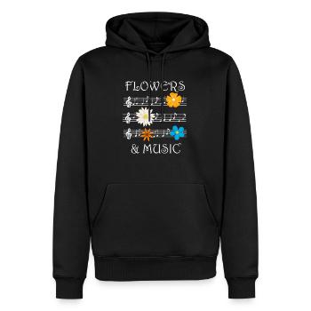 Flower and Music Clef Music Notes Musician Florist - Sweat à capuche Premium bio Homme - noir - Devant - Nico (187cm)
