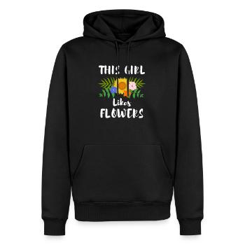 Fille aime la nature, les fleurs, fleuriste, - Sweat à capuche Premium bio Homme - noir - Devant - Nico (187cm)