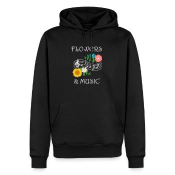 Blumen und Musiknoten Clef Piao Professioneller - Männer Premium Bio Hoodie - Schwarz - Vorne - Nico (187cm)