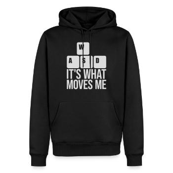c’est ce qui m’émeut - Sweat à capuche Premium bio Homme - noir - Devant - Nico (187cm)