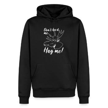 Hug Me Ironic Saying Elk Wildlife Animal Deer - Men’s Premium Organic Hoodie - black - Front - Nico (187cm)