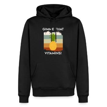 Vitamines Ironic Saying Tropical Ananas Fruits - Sweat à capuche Premium bio Homme - noir - Devant - Nico (187cm)