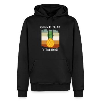 Ananas, vitamines, fruits exotiques, hawaïens - Sweat à capuche Premium bio Homme - noir - Devant - Nico (187cm)
