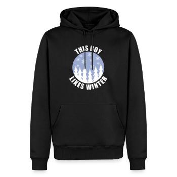 Un garçon aime la saison d'hiver confortable, - Sweat à capuche Premium bio Homme - noir - Devant - Nico (187cm)