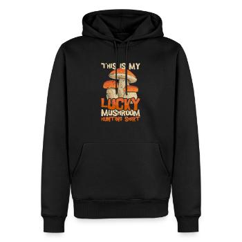 Chasse aux champignons Chasseur de champignons Cueilleur de champignons Morel Mycologue - Sweat à capuche Premium bio Homme - noir - Devant - Nico (187cm)