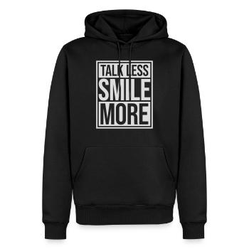 talk less smile more - Men’s Premium Organic Hoodie - black - Front - Nico (187cm)