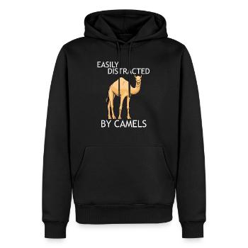 Distrait par les chameaux, la faune, la nature - Sweat à capuche Premium bio Homme - noir - Devant - Nico (187cm)
