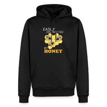 Distrait par Honey Delicious Natural Honey - Sweat à capuche Premium bio Homme - noir - Devant - Nico (187cm)