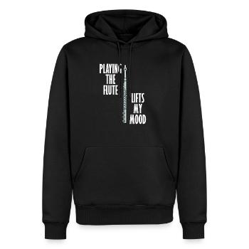 Flute Lifts Mood Ironic Flutist Musician Orchestra - Men’s Premium Organic Hoodie - black - Front - Nico (187cm)